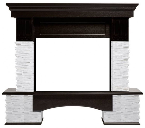 Широкий портал Firelight Pietra Nuovo 25 камень сланец белый, шпон темный дуб