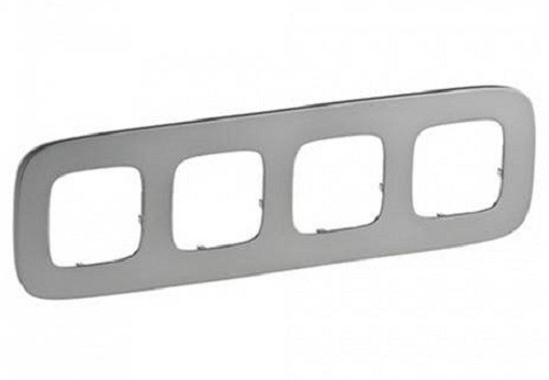 Рамка Legrand Valena Allure, 4 поста, 93х304х10 мм (ВхШхГ), плоская, универсальная, цвет: полированная сталь (LEG.755504)