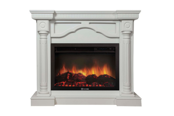 Электрокамин с широким очагом 2D Electrolux EFP/P-3020LS с порталом Firelight Rome 30 белый