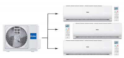 Мульти сплит система на 3 комнаты Haier 3U70S2SR5FA/AS09TS6HRA-M/AS07TS6HRA-M*2шт