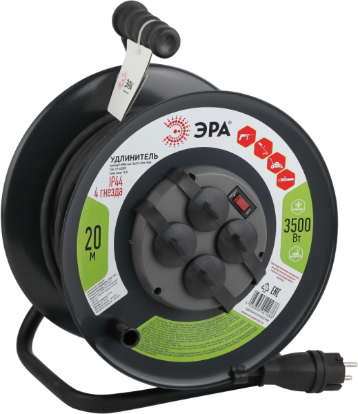 Силовой удлинитель ЭРА RMx-4es-3x2.5-20m-IP44