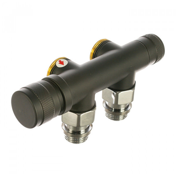 Узел нижнего подключения угловой SR Rubinetterie 1/2х3/4Е чёрный матовый (правый)