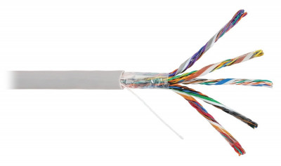 Кабель витая пара Nikolan, U/UTP, 25 пар., кат. 5, проводник Ø 0,5мм, AWG24, PVC, 100МГц, 1м (барабан 305м), тип прокладки: внутри зданий, цвет: серый