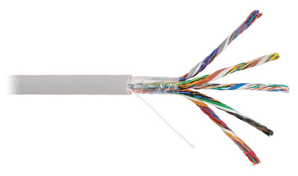 Кабель витая пара Nikolan, U/UTP, 25 пар., кат. 5, проводник Ø 0,5мм, AWG24, PVC, 100МГц, 1м (барабан 305м), тип прокладки: внутри зданий, цвет: серый