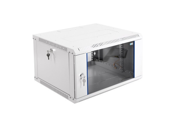 Шкаф телекоммуникационный настенный ЦМО ШРН-Э, 19", 6U, 342х600х650 мм (ВхШхГ), дверь: стекло, боковая панель: сплошная, разборный, цвет: серый