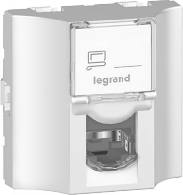 Розетка проходная Legrand LCS2, 1x RJ45, кат. 6, экр., упаковка: 10 шт, цвет: белый, (LEG.078623)