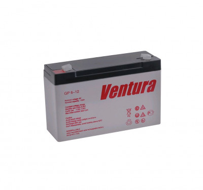 Аккумулятор для ИБП Ventura GP, 94х50х151 мм (ВхШхГ),  необслуживаемый свинцово-кислотный,  6V/12 Ач, цвет: серый, (GP 6-12)