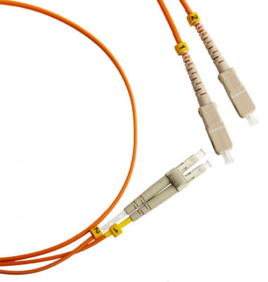 Коммутационный шнур оптический Cabeus Tight Buffer, Duplex SC/LC (UPC/UPC), OM1 62,5/125, LSZH, Ø 3мм, 15м, цвет: оранжевый, (FOP-62-LC-SC-15m)