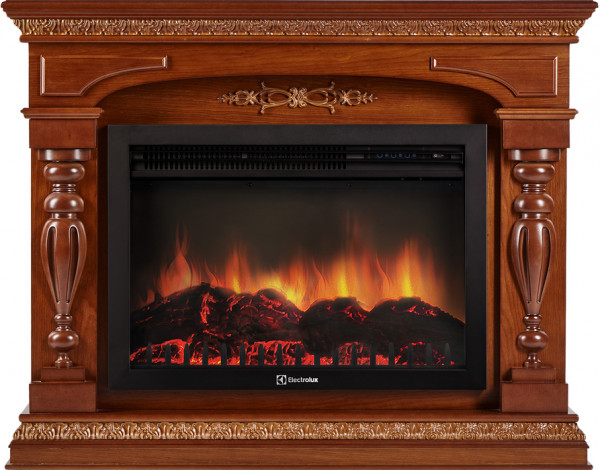 Электрокамин с широким очагом 2D Electrolux EFP/P-3020LS с порталом Firelight Perfetto R 30 дуб