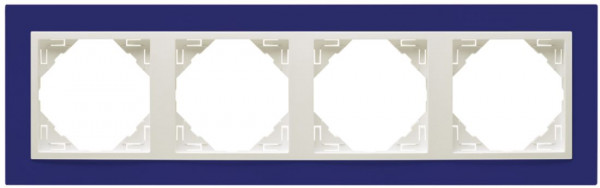 Рамка Efapel Logus90, 4 поста, плоская, универсальная, цвет: синий/лёд, линейка "Анимато" (90940 TZG)