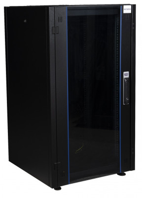 Шкаф телекоммуникационный напольный Datarex, IP20, 20U, 1033х600х600 мм (ВхШхГ), дверь: стекло, задняя дверь: металлическая стенка, боковая панель: сплошная съемная, разборный, цвет: чёрный, (DR-700001)