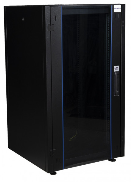 Шкаф телекоммуникационный напольный Datarex, IP20, 20U, 1033х600х600 мм (ВхШхГ), дверь: стекло, задняя дверь: металлическая стенка, боковая панель: сплошная съемная, разборный, цвет: чёрный, (DR-700001)