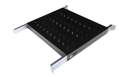 Полка Datarex, перфорированная, стационарная, 1U, 44х486х800 мм (ВхШхГ), нагрузка до 50 кг, для шкафов 800мм, с комплектом крепежа, цвет: чёрный