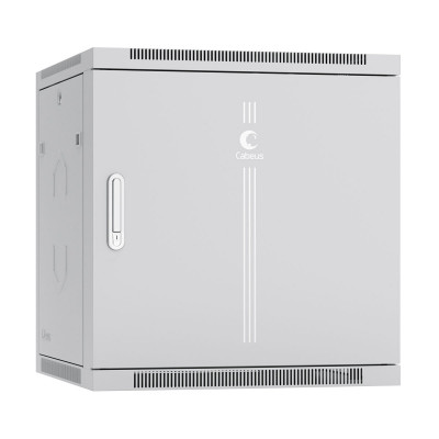 Шкаф телекоммуникационный настенный Cabeus SH-05F, 19", 12U, 635х600х600 мм (ВхШхГ), дверь: металл, боковая панель: сплошная съемная, разборный, цвет: серый, (съемная панель для крепления шкафа к стене)