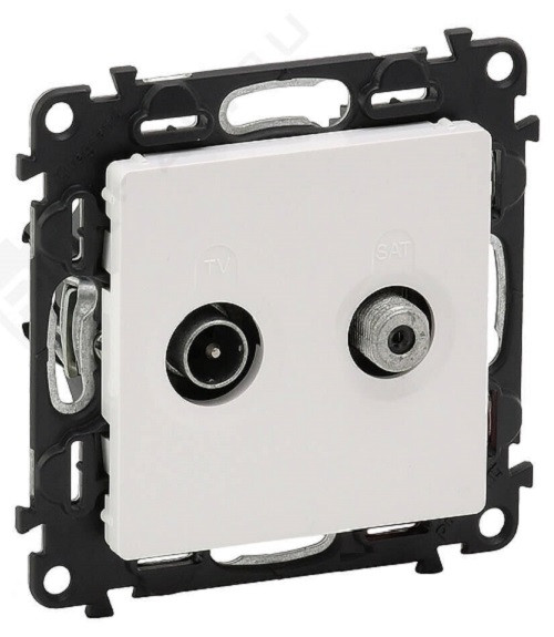 Розетка в сборе Legrand Valena Life, 2x TV/SAT, экр., внешняя, 51х58 мм (ВхШ), цвет: белый, (LEG.753464)