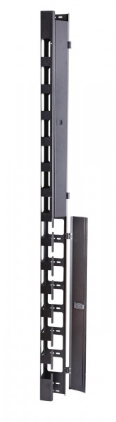 Организатор коммутационных шнуров Eurolan R300, 19", 48HU, 130х185 мм (ШхГ), вертикальный, для серии R100/R300, цвет: чёрный, (с крышкой)