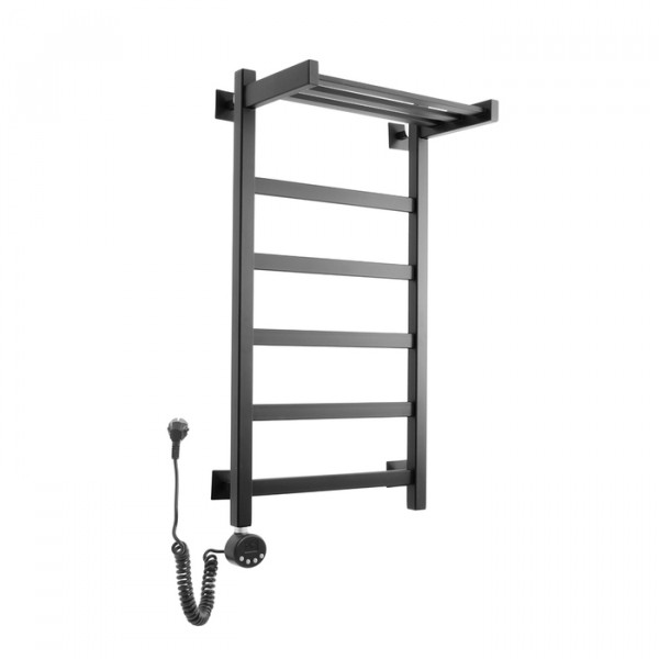 Электрический полотенцесушитель Domoterm Квадро Плюс с полкой П6 400х800 EL черный