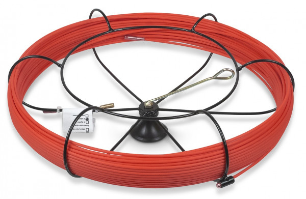 Протяжка для кабеля Cabeus, Полиэтилен, Ø с оболочкой: 3,5 мм, 80 м, металлическая кассета тип2, пруток из стали, (Pull-S2-3,5-80m)