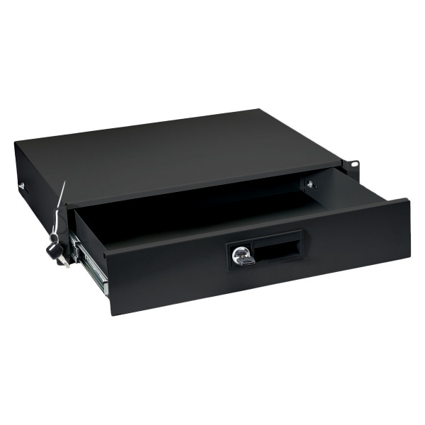 Полка для документации Cabeus, неперфорированная, стационарная, 2U, 90х445х360 мм (ВхШхГ), для шкафов и стоек, цвет: чёрный