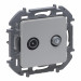 Розетка в сборе Legrand INSPIRIA, 2x TV/SAT, экр., внешняя, 75,8х75,8 мм (ВхШ), цвет: алюминий, (LEG.673882)