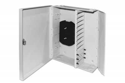 Бокс оптический Hyperline FO-WBX (NxSLT), портов: 96, SC, duplex LC, ST, FC, до 96 хОВ, 350х435х135 мм (ВхШхГ), (FO-WBX-12xSLT-W140H42-96UN-GY)