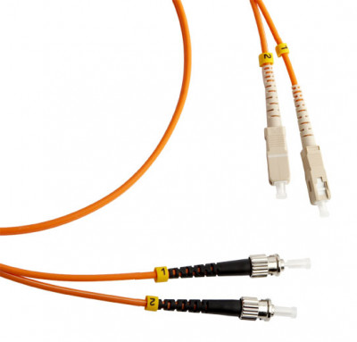 Коммутационный шнур оптический Cabeus Tight Buffer, Duplex ST/SC, OM1 62,5/125, LSZH, Ø 3мм, 15м, цвет: оранжевый, (FOP-62-SC-ST-15m)