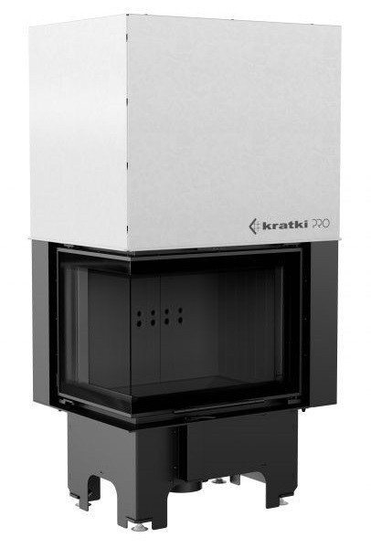 Угловая левая дровяная топка Kratki VNL/700/480 черная футеровка