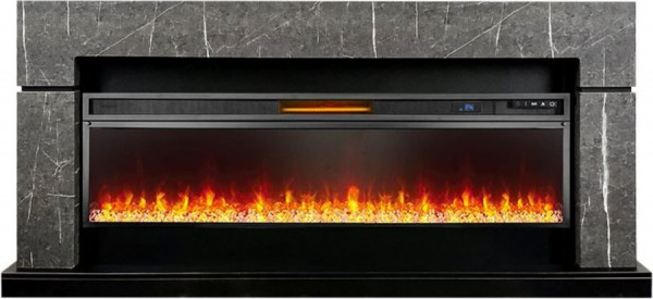 Линейный электрокамин Royal Flame Lindos 60 SFT Stone Touch серый мрамор Vision 60 LED