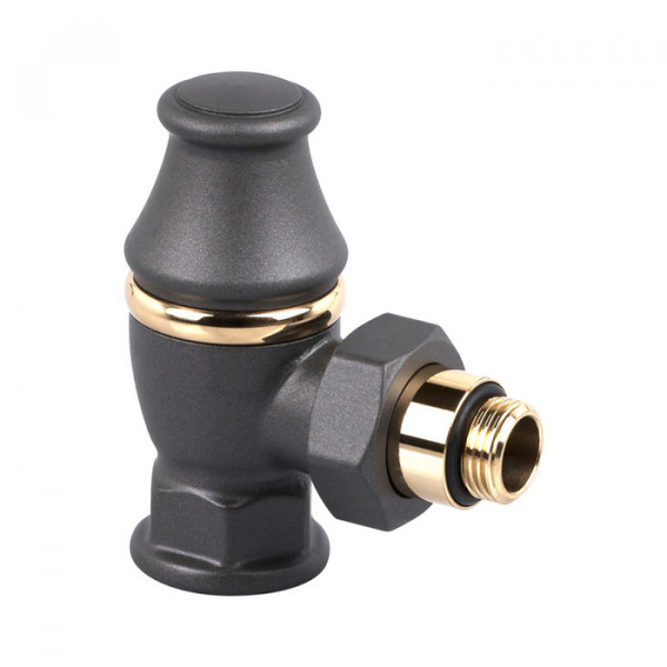 Угловой запорный клапан для радиатора SR Rubinetterie Liberty 1/2х3/4 антрацит (запорный)