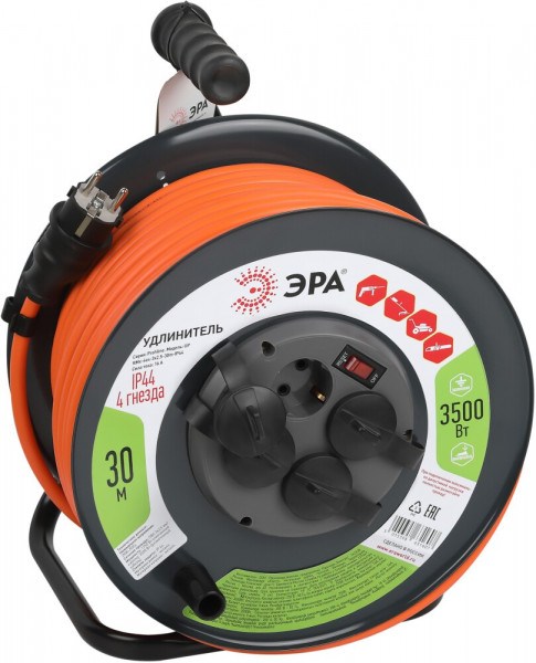 Сетевой удлинитель ЭРА RMx-4es-3x2.5-30m-IP44