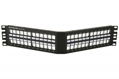 Коммутационная патч-панель наборная Eurolan, 19", 2HU, портов: 48 х keystone, кат. 5-7A, экр., с задним кабельным организатором (без модулей), цвет: чёрный, (27A-00-48BL)