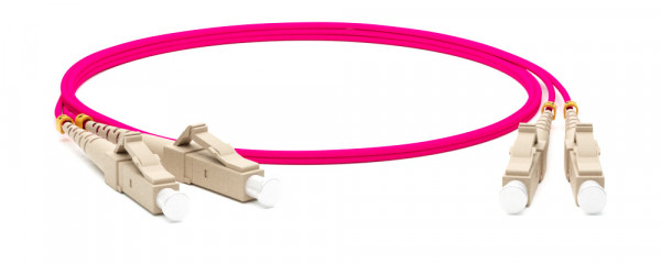 Коммутационный шнур оптический Hyperline, Duplex LC/LC, OM4 50/125, LSZH, Ø 2мм, 10м, цвет: маджента, (FC-D2-504-LC/PR-LC/PR-H-10M-LSZH-MG)