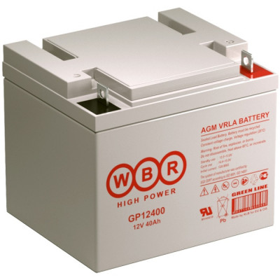 Аккумулятор для ИБП WBR GP, 171х166х199 мм (ВхШхГ),  необслуживаемый свинцово-кислотный,  12V/40 Ач, (GP12400 WBR)