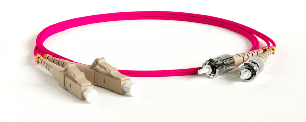 Коммутационный шнур оптический Hyperline, Duplex LC/ST, OM4 50/125, LSZH, Ø 2мм, 20м, цвет: маджента, (FC-D2-504-LC/PR-ST/PR-H-20M-LSZH-MG)