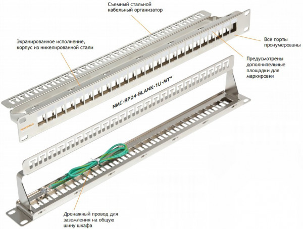 Патч-панель NIKOMAX NMC-RP24-BLANK-1U-MT
