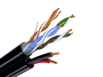 Комбинированный кабель для подключения уличных IP-камер видеонаблюдения с ИК подсветкой, подогревом и ДУ UTP-5e 4x2x0.5+2x0.75 CCA (outdoor)