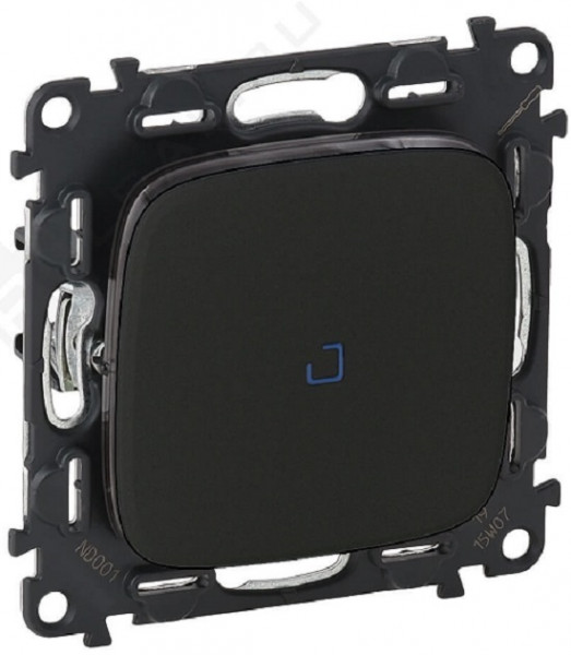 Переключатель Legrand Valena Allure, одноклавишный, с подсветкой, 10АX, внутренняя, 71х71 мм (ВхШ), цвет: антрацит, с безвинтовыми зажимами, с лампой 0,15 ма (752936)