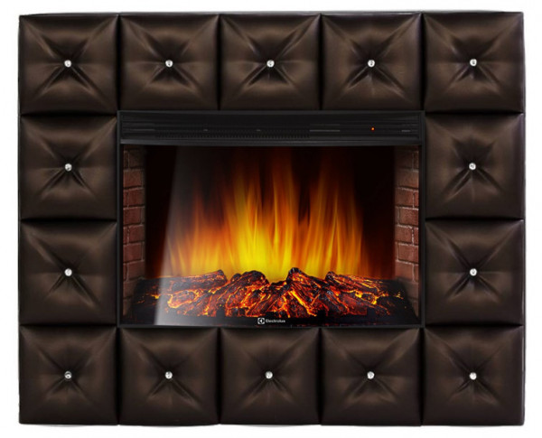 Электрокамин с широким очагом 2D Electrolux EFP/P-3320RLS с порталом Firelight Crystal 30 тёмная экокожа