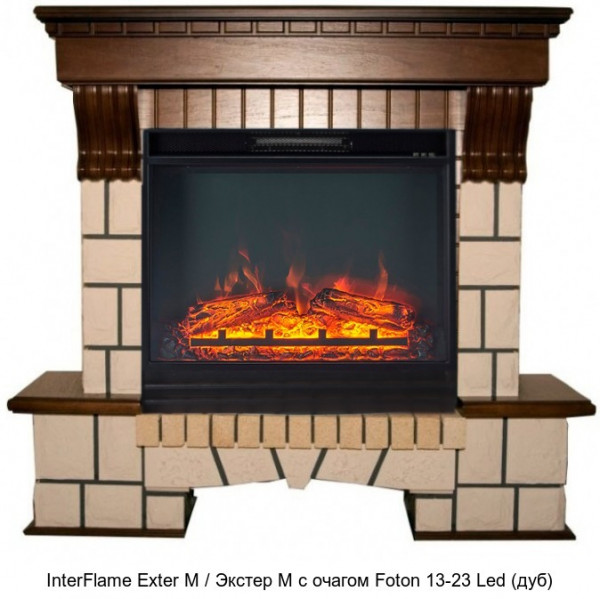 Каменный камин (портал+очаг) InterFlame Exter M / Экстер М с очагом Foton 23