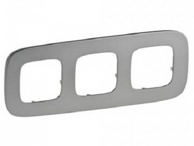 Рамка Legrand Valena Allure, 3 поста, 93х234х10 мм (ВхШхГ), плоская, универсальная, цвет: полированная сталь (LEG.755503)