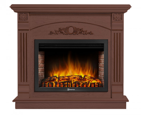 Электрокамин с широким очагом 2D Electrolux EFP/P-3020LS с порталом Firelight Barocco 30 шпон красное дерево