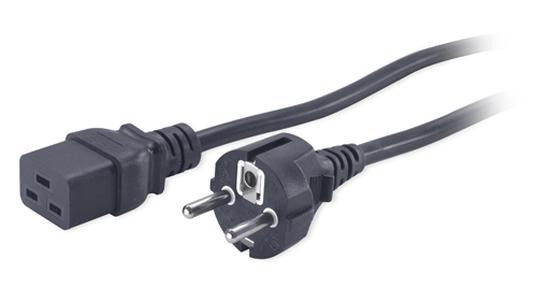 Шнур для блока питания Hyperline, IEC 60320 С19, вилка Schuko, 3 м, 16А, цвет: чёрный