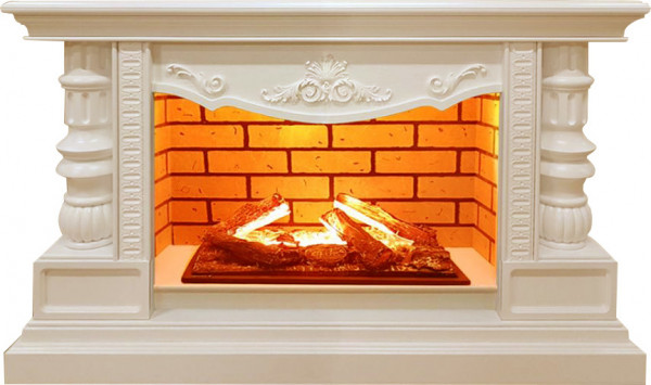 Электрокамин с широким очагом 3D Glenrich Консул Hota 3D Слоновая кость