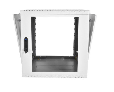 Шкаф телекоммуникационный настенный ЦМО ШРН-М, 19", 9U, 499х600х650 мм (ВхШхГ), дверь: стекло, разборный, цвет: серый