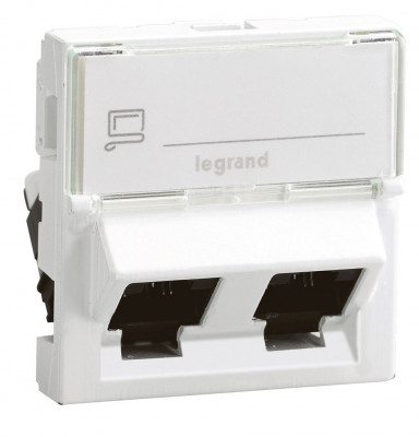 Розетка в сборе Legrand LCS2, 2x RJ45, кат. 6, неэкр., упаковка: 5 шт, цвет: белый, (LEG.076504)