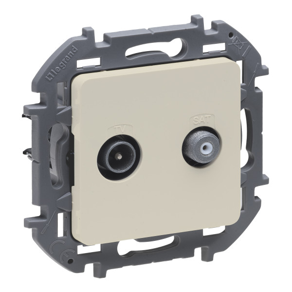 Розетка в сборе Legrand INSPIRIA, 2x TV/SAT, экр., внешняя, 75,8х75,8 мм (ВхШ), цвет: слоновая кость, (LEG.673881)