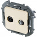 Розетка в сборе Legrand INSPIRIA, 2x TV/SAT, экр., внешняя, 75,8х75,8 мм (ВхШ), цвет: слоновая кость, (LEG.673881)