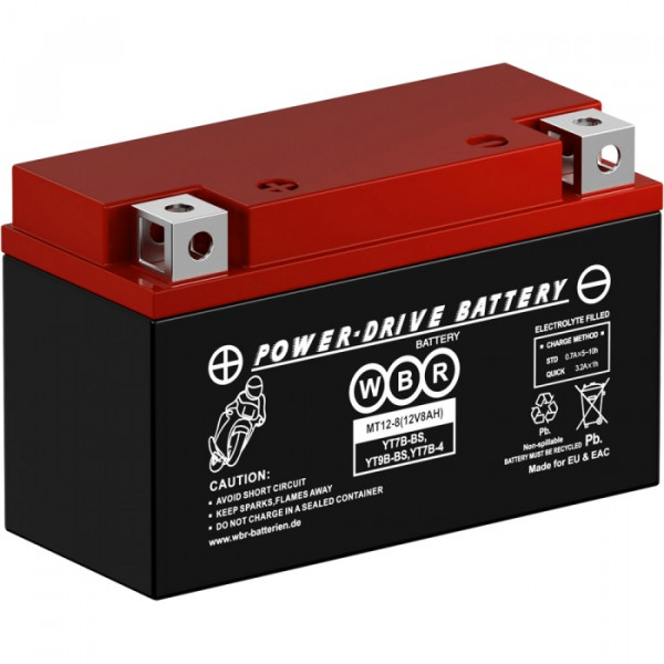 Аккумулятор для ИБП WBR MT, 93х65х150 мм (ВхШхГ),  необслуживаемый свинцово-кислотный,  12V/8 Ач, (MT12-8)