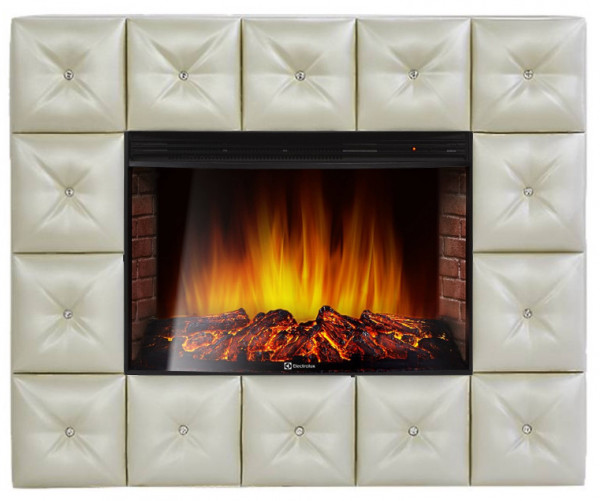 Электрокамин с широким очагом 2D Electrolux EFP/P-3320RLS с порталом Firelight Crystal 30 светлая экокожа