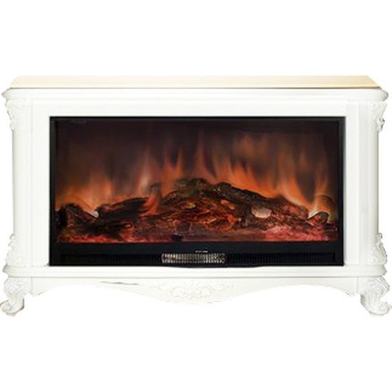 Электрокамин с широким очагом 2D Glenrich Версаль с царгой (Premier S86) Белый